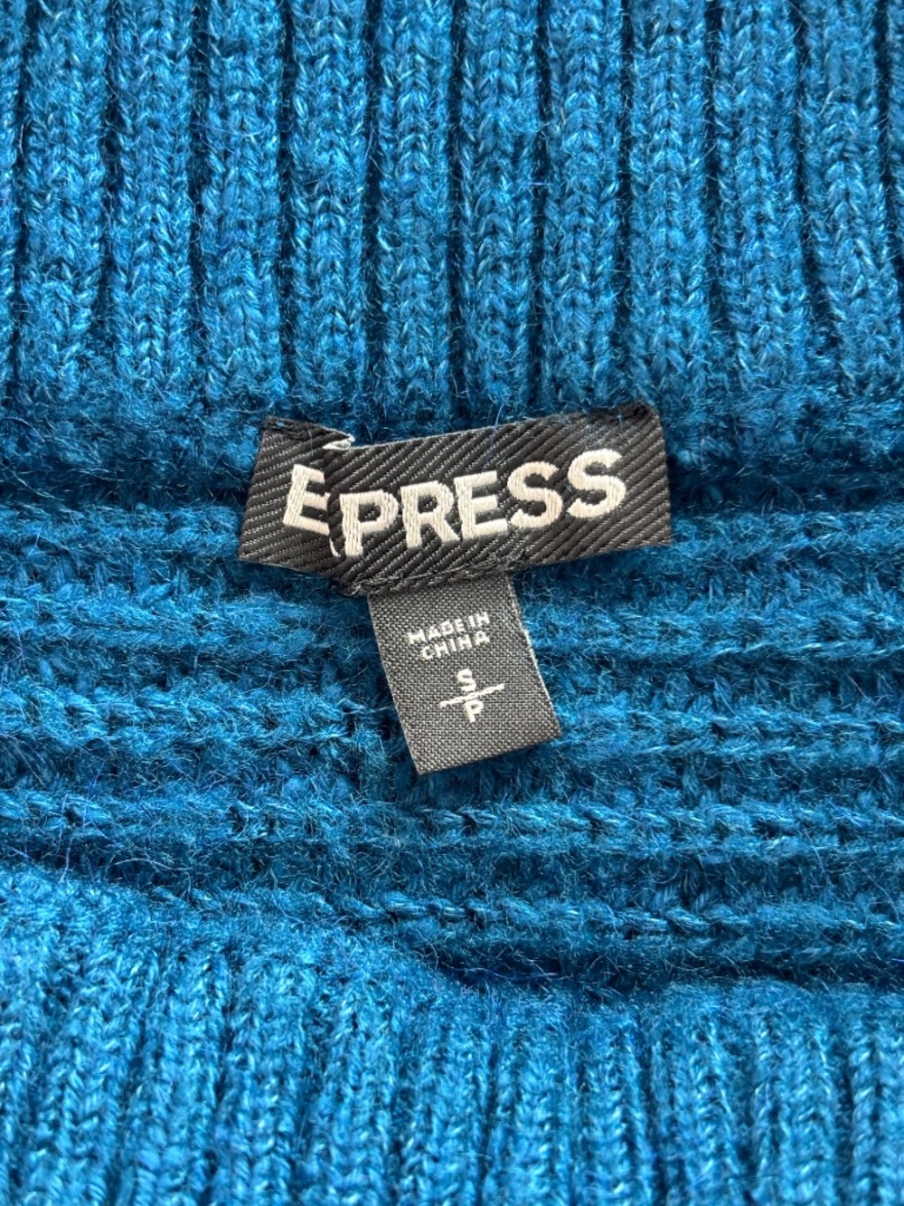 Express Off The Shoulder Chunky Sweater - Teal Size S - Picture 7 of 8